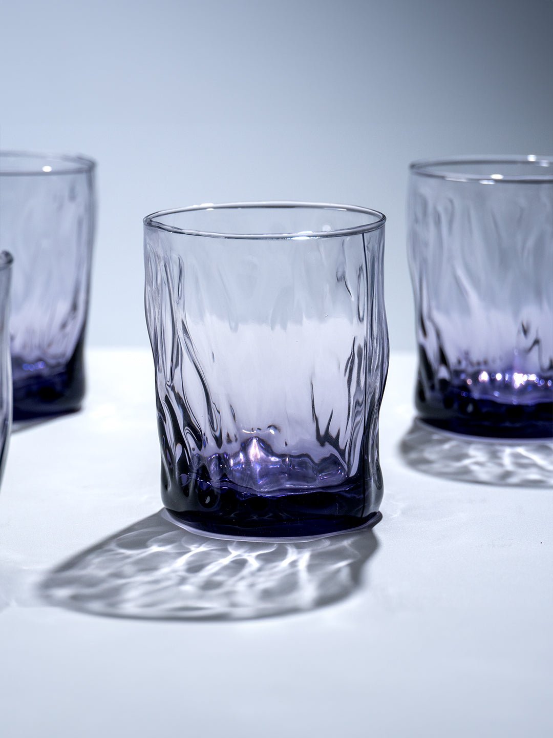 Amethyst Purple Wavy Textured Drinking Glasses - Set of 6 - The Golden Theory