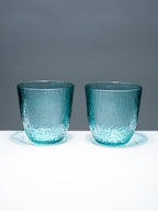 Aqua Green Textured Glasses with Rippled Design | Set of 6 - The Golden Theory