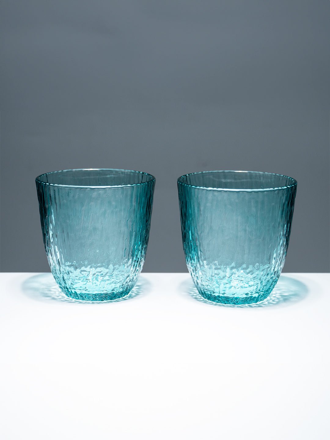 Aqua Green Textured Glasses with Rippled Design | Set of 6 - The Golden Theory