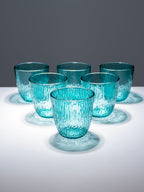Aqua Green Textured Glasses with Rippled Design | Set of 6 - The Golden Theory