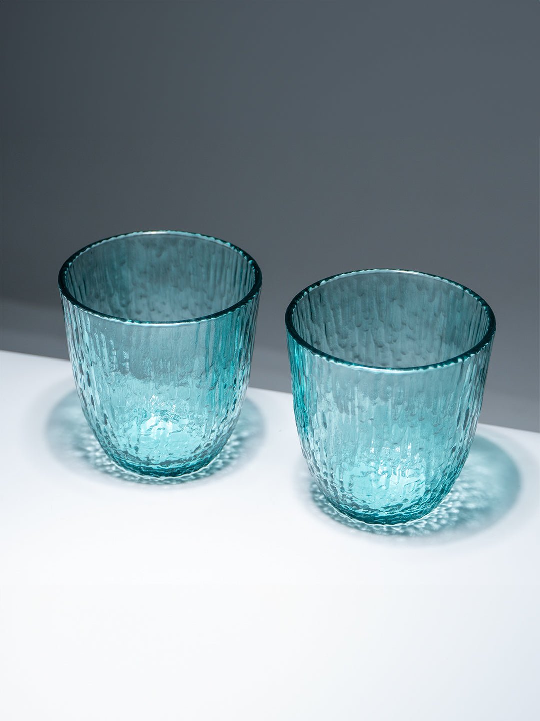 Aqua Green Textured Glasses with Rippled Design | Set of 6 Secondary image