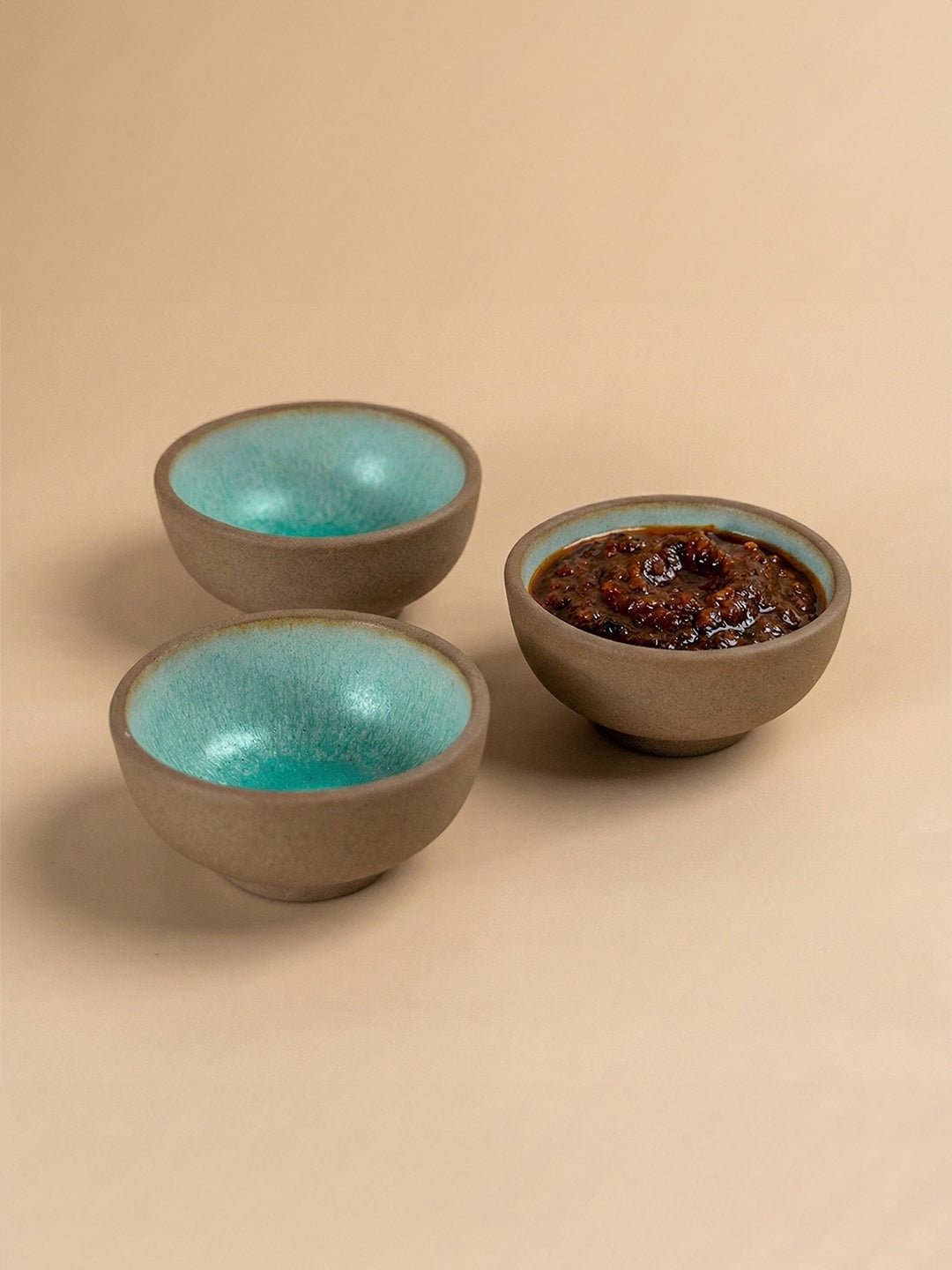 Artisanal Two-Tone Ceramic Dip Bowl Set Secondary image