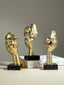 Artistic Gold Resin Abstract Face Sculptures | Set of 3 - The Golden Theory