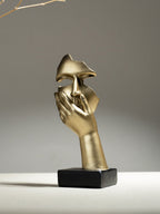 Artistic Gold Resin Abstract Face Sculptures | Set of 3 - The Golden Theory