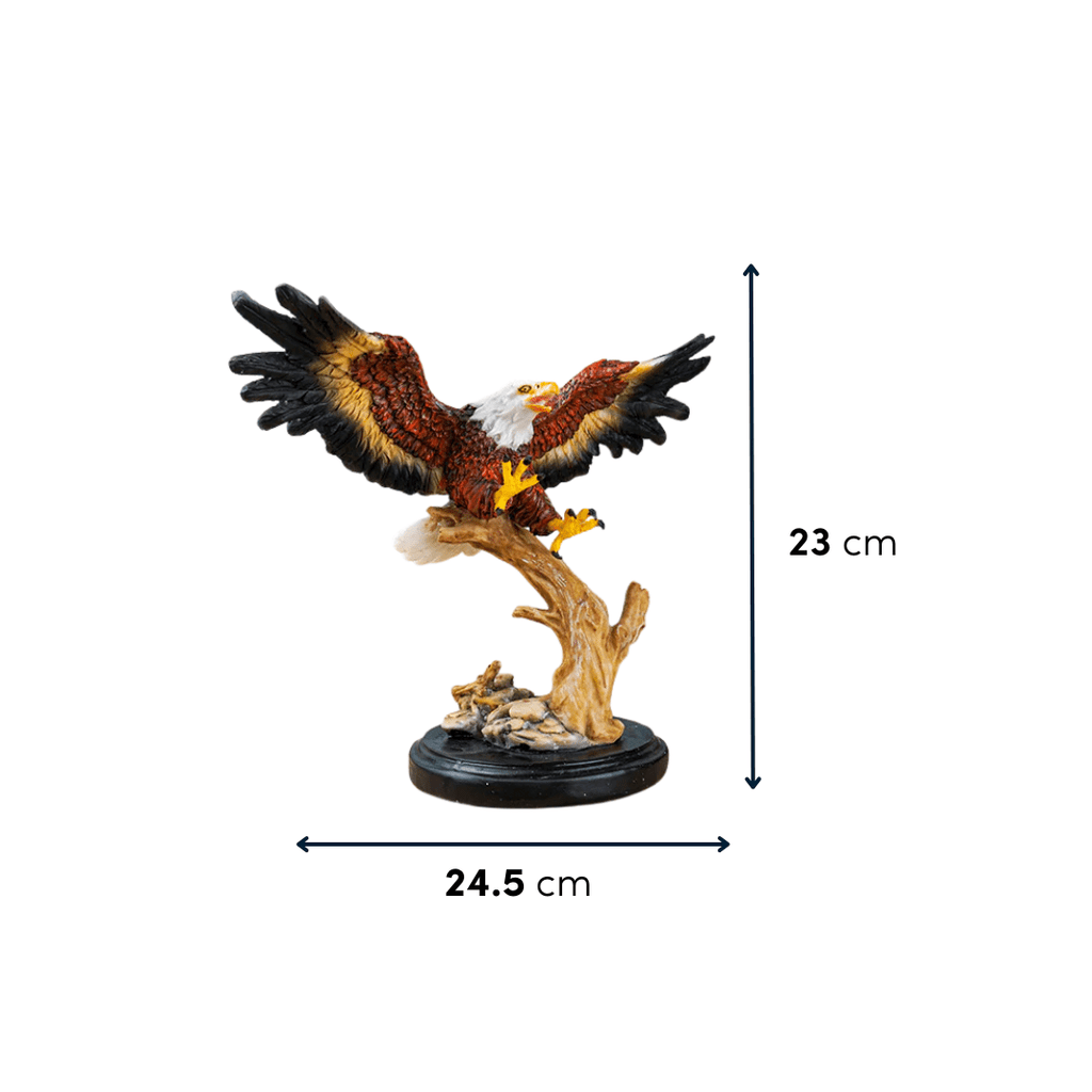 Bald Eagle Figurine on Wooden Perch - The Golden Theory