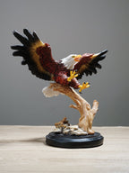 Bald Eagle Figurine on Wooden Perch - The Golden Theory