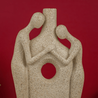 Beige Abstract Couple Sculpture Vase - Unique Hole Design - The Golden Theory