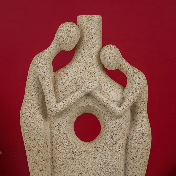 Beige Abstract Couple Sculpture Vase - Unique Hole Design - The Golden Theory
