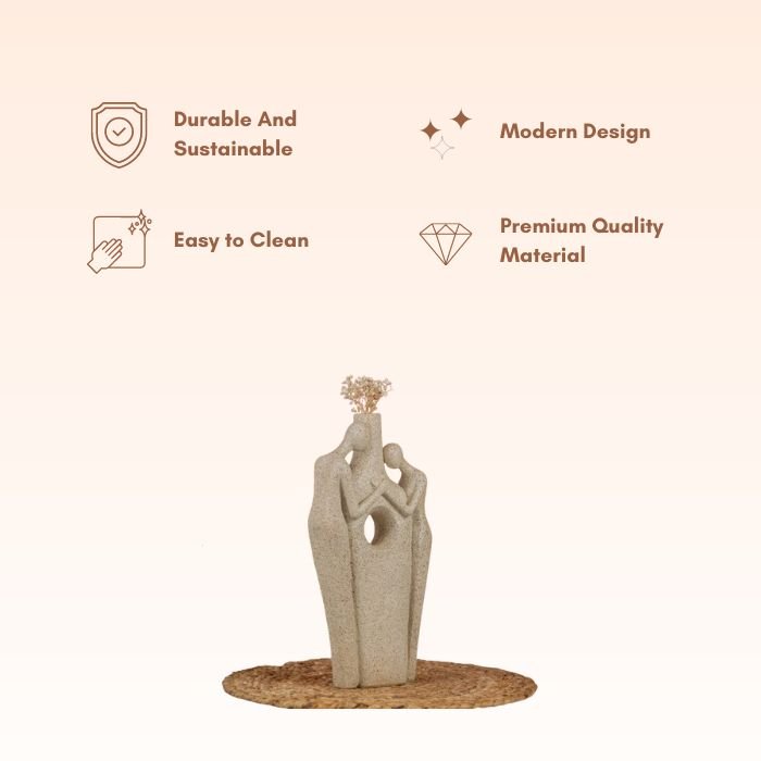 Beige Abstract Couple Sculpture Vase - Unique Hole Design - The Golden Theory