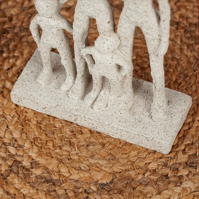Beige Abstract Family Sculpture - Minimalist Art for Modern Decor - The Golden Theory