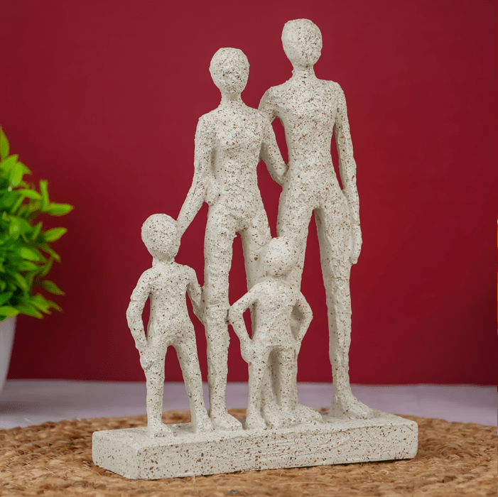 Beige Abstract Family Sculpture - Minimalist Art for Modern Decor - The Golden Theory