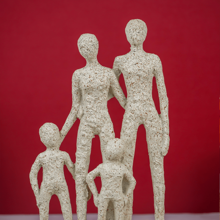 Beige Abstract Family Sculpture - Minimalist Art for Modern Decor - The Golden Theory