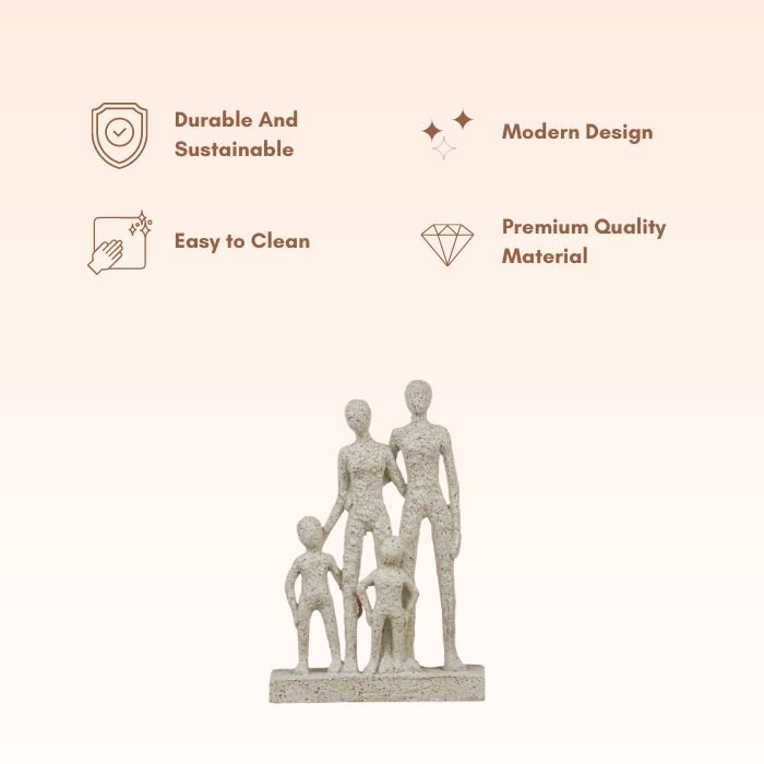 Beige Abstract Family Sculpture - Minimalist Art for Modern Decor - The Golden Theory