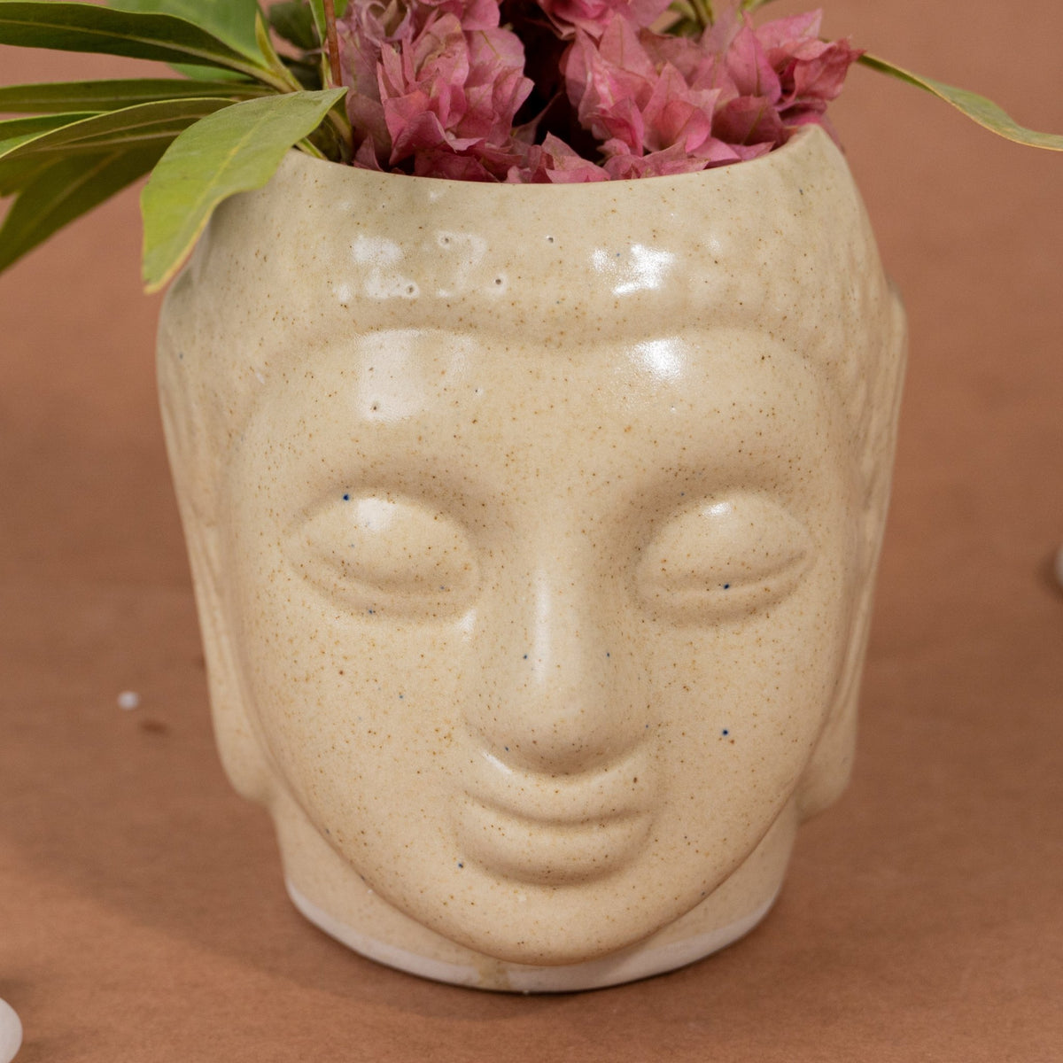Beige Ceramic Buddha Planter - The Golden Theory