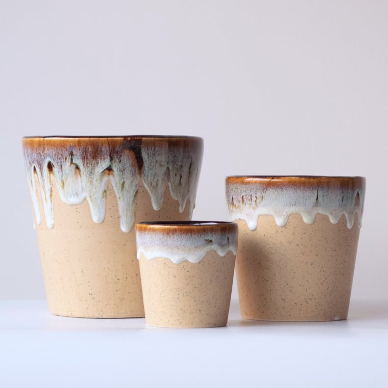 Beige Ceramic Flower Pots | Set of 3 - The Golden Theory