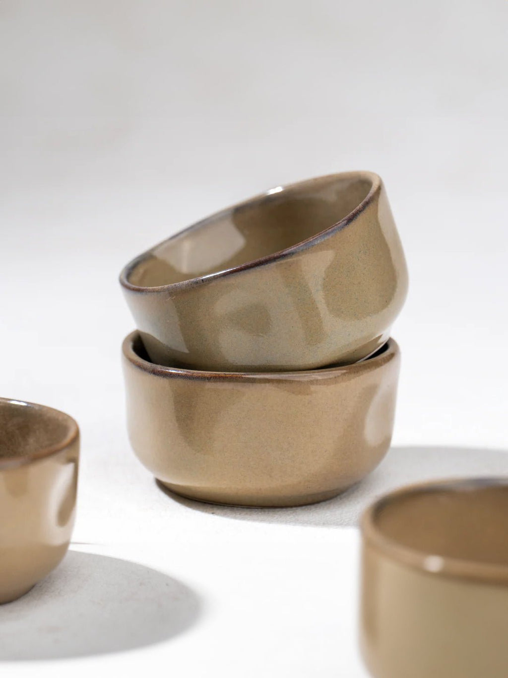 Beige Ceramic Handcrafted Dip Bowls Set - The Golden Theory