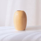 Beige Ceramic Oval Shaped Flower Vase - The Golden Theory