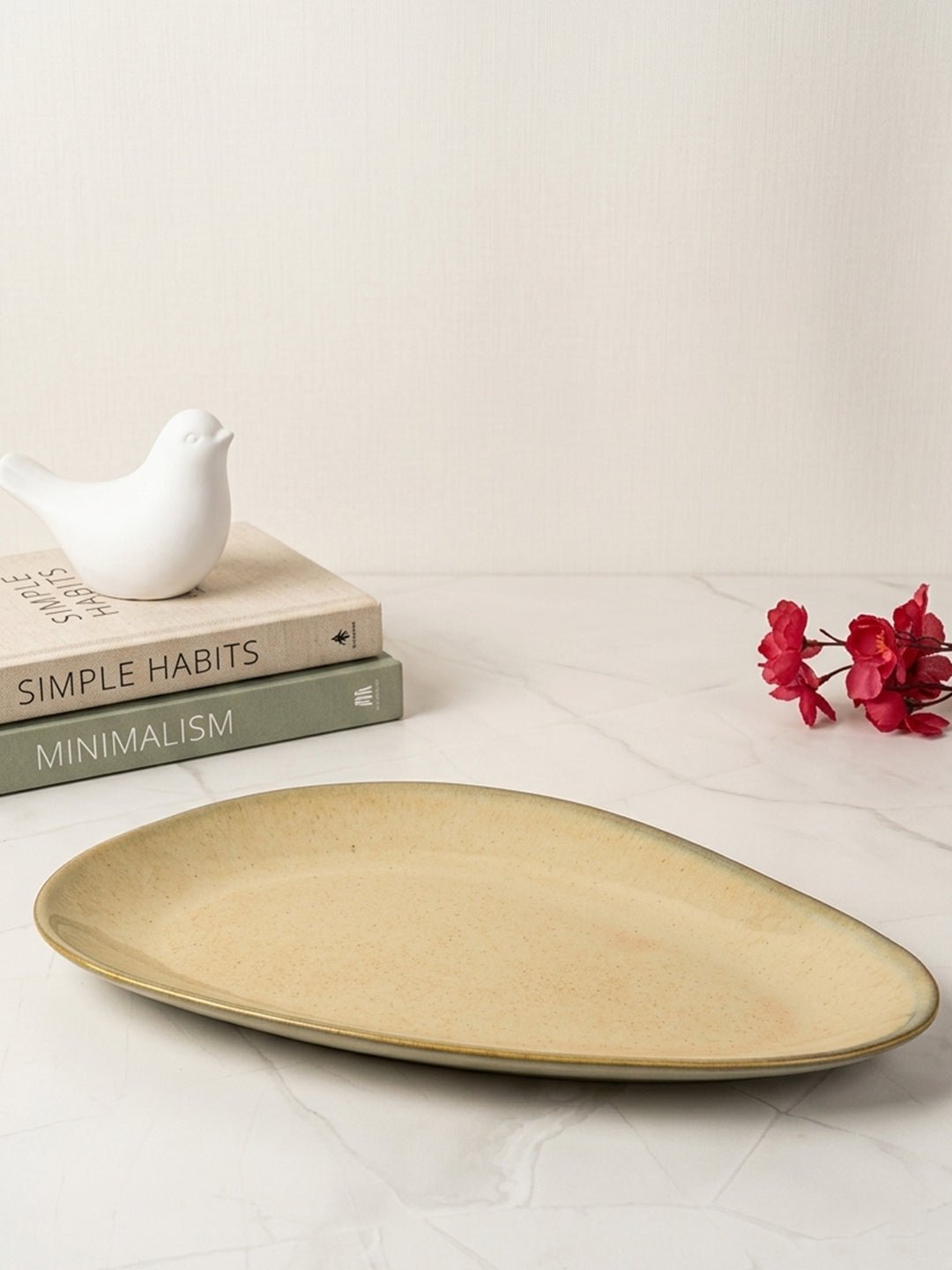 Beige Ceramic Oval Shaped Platter Secondary image