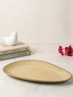 Beige Ceramic Oval Shaped Platter - The Golden Theory