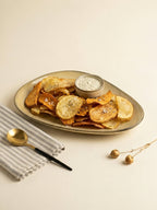Beige Ceramic Oval Shaped Platter - The Golden Theory