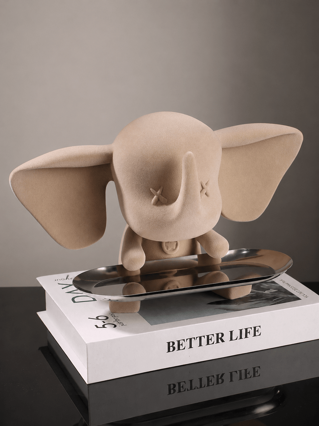 Beige Color Cute Elephant Statue with Tray - The Golden Theory