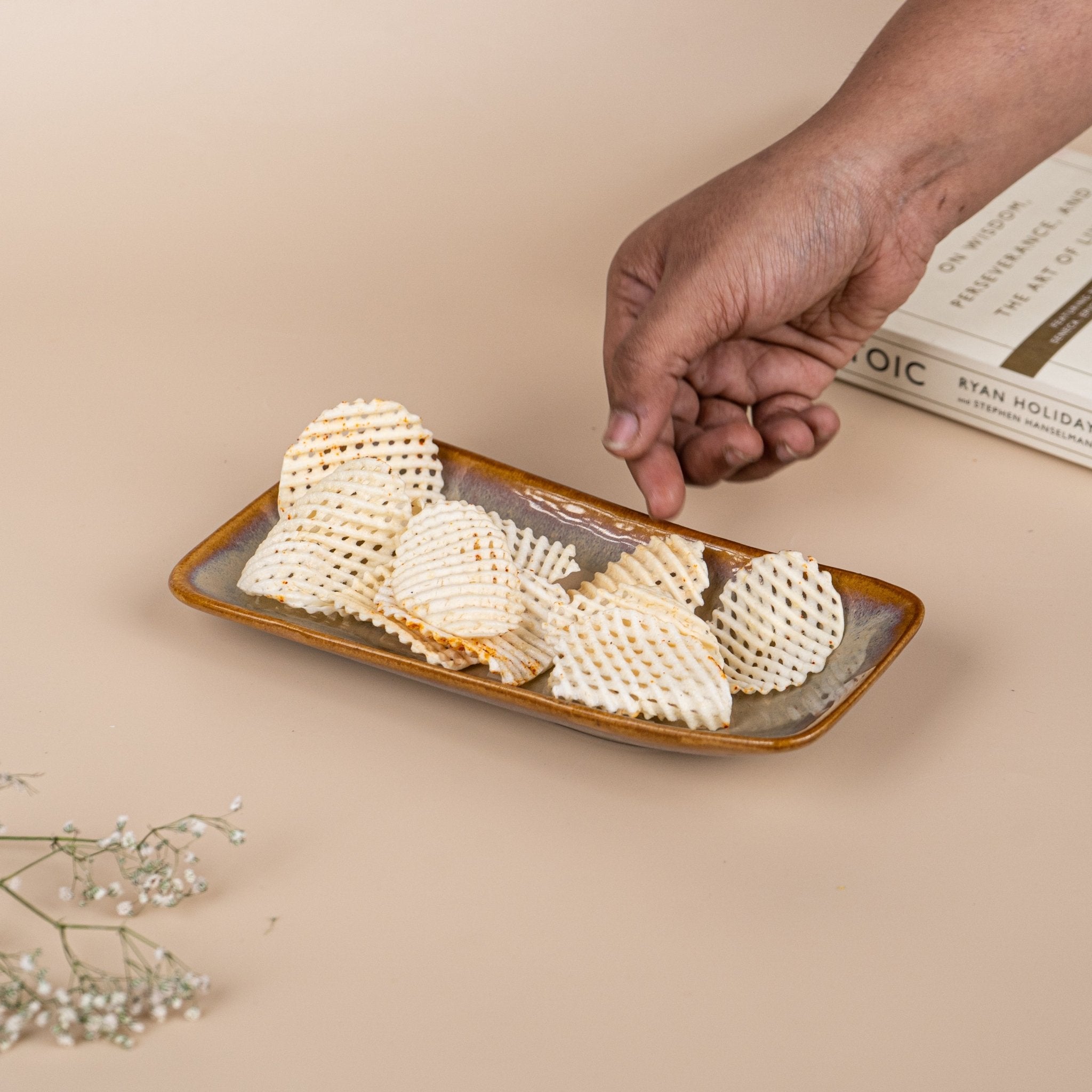 Beige Harmony Ceramic Platter Secondary image