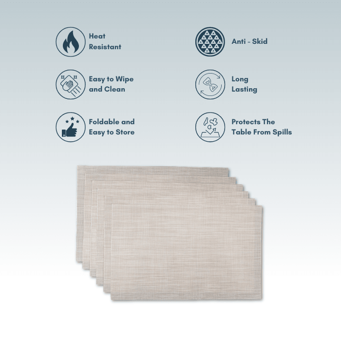 Beige Solid Table Mats | Set of 2,4,6 - The Golden Theory