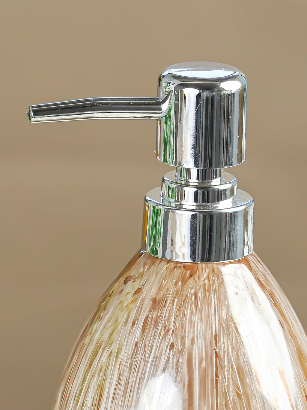 Beige Streaked Glass Soap Dispenser - The Golden Theory