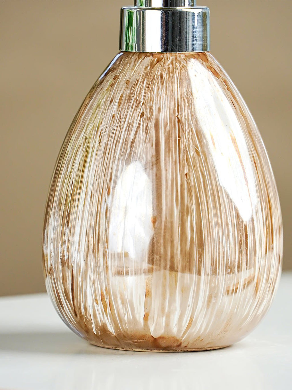 Beige Streaked Glass Soap Dispenser - The Golden Theory