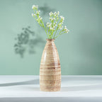 Beige Striped Ceramic Tall Vase - The Golden Theory