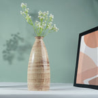 Beige Striped Ceramic Tall Vase - The Golden Theory