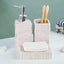 Beige Textured Ceramic Bathroom Set of 3 - The Golden Theory