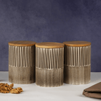 Beige Textured Storage Jar with Lid - Set of 3 - The Golden Theory
