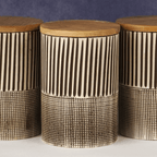 Beige Textured Storage Jar with Lid - Set of 3 - The Golden Theory