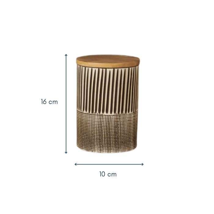Beige Textured Storage Jar with Lid - Set of 3 - The Golden Theory
