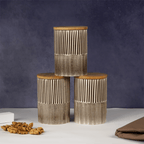 Beige Textured Storage Jar with Lid - Set of 3 - The Golden Theory