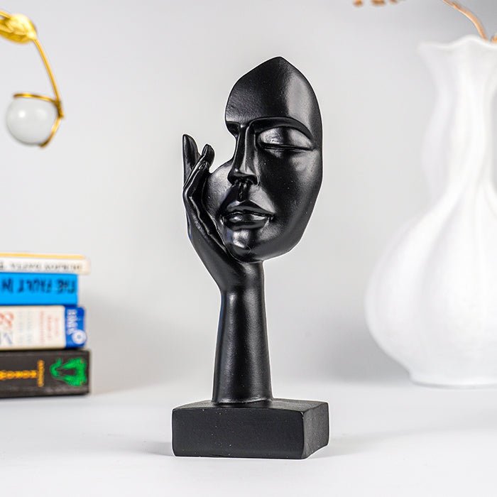 Black Abstract Face Sculptures | Set of 3 - The Golden Theory