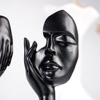 Black Abstract Face Sculptures | Set of 3 - The Golden Theory