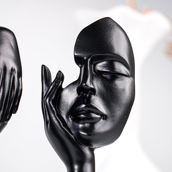 Black Abstract Face Sculptures | Set of 3 - The Golden Theory