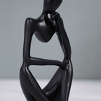 Black Abstract Thinker Sculpture - Unique Minimalist Design - The Golden Theory