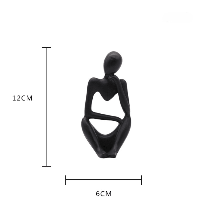 Black Abstract Thinker Sculpture - Unique Minimalist Design - The Golden Theory