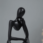 Black Abstract Thinker Sculpture - Unique Minimalist Design - The Golden Theory