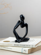 Black Abstract Thinker Sculpture with Modern Design - The Golden Theory