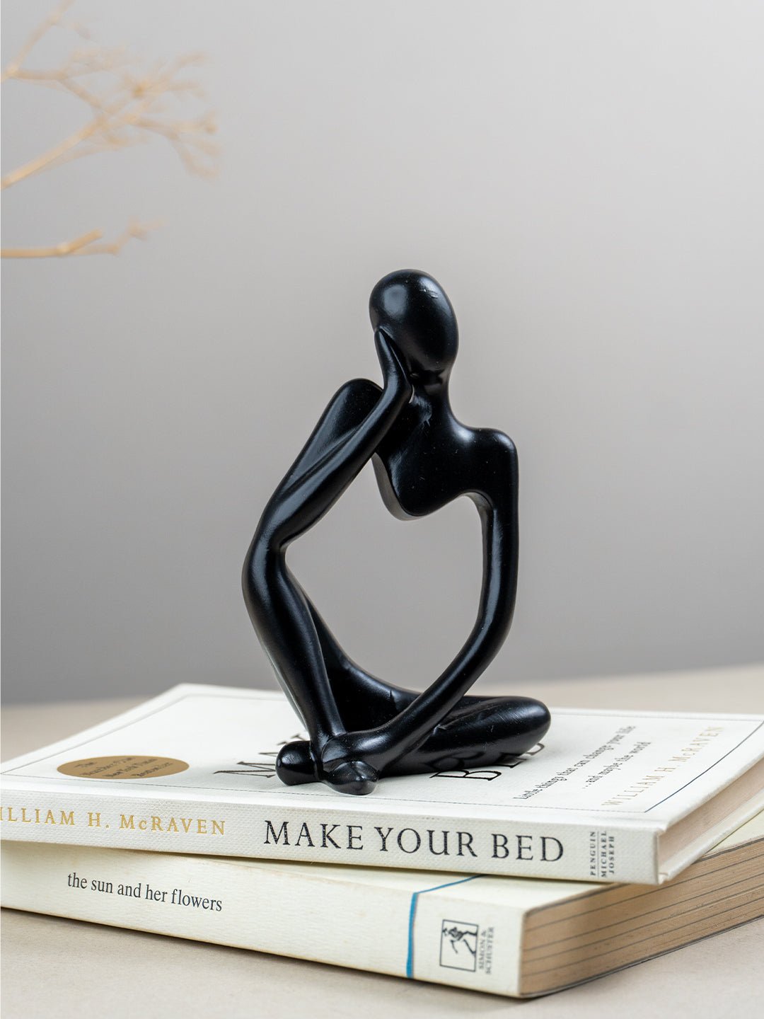 Black Abstract Thinker Sculpture with Modern Design - The Golden Theory