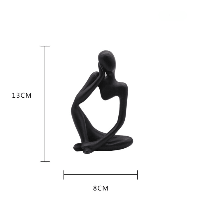 Black Abstract Thinker Sculpture with Modern Design - The Golden Theory