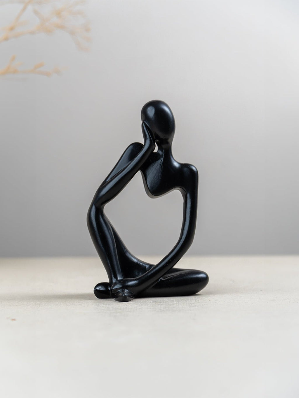 Black Abstract Thinker Sculpture with Modern Design - The Golden Theory
