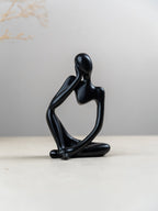Black Abstract Thinker Sculpture with Modern Design - The Golden Theory