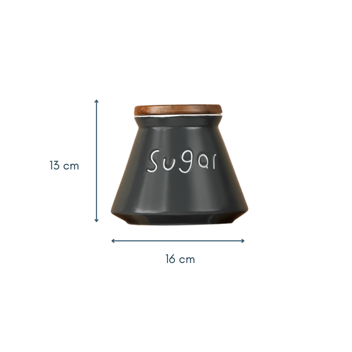Black Airtight Canister Set of 3 with Wooden Airtight Lid - The Golden Theory