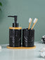 Black and Bamboo Ceramic Bathroom Set of 2 - The Golden Theory