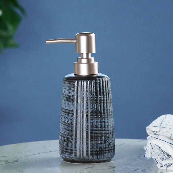 Black and Blue Brushed Ceramic Bathroom Set of 4 - The Golden Theory
